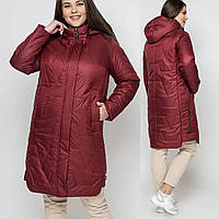 Жіноча демісезонна довга куртка великих розмірів на силіконі утеплений плащ жіночий куртка жиноча довгу