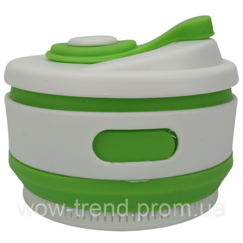 Складная термо-чашка туристическая силиконовая 350 мл Зелена - фото 5 - id-p1763713509