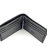 Шкіряний чоловічий гаманець із затиском для грошей H.T Leather 168-24B чорний, фото 5
