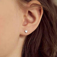 Срібні сережки пусети Сердечка з камінням