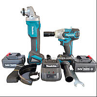 Набор аккумуляторного инструмента Makita 2 в 1 (24V/5A) гайковерт Makita DTW 285, болгарка Makita DGA 504