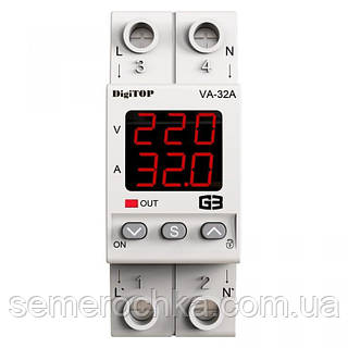 VA-32A M2R Реле напряжения DigiTOP с контролем тока, реле и защиты перенапряжения Диджитоп, отсекатель, барьер