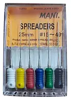 Spreaders Mani 25 мм No15-40 (асорті) Спередери Мані ручні файли ендодонтичний інструмент