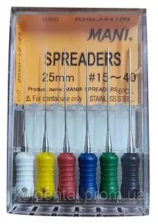 Spreaders Mani Спередери Мані 25 мм No15-40 (асорті) ручні файли ендодонтичний інструмент