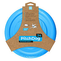 Игрушка для собак тарелка для апортировки PitchDog, d=24 см, голубой