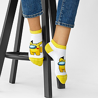 Дитячі шкарпетки сліди для дівчинки Амонг Ас AmongUs 23-25, Жовтий