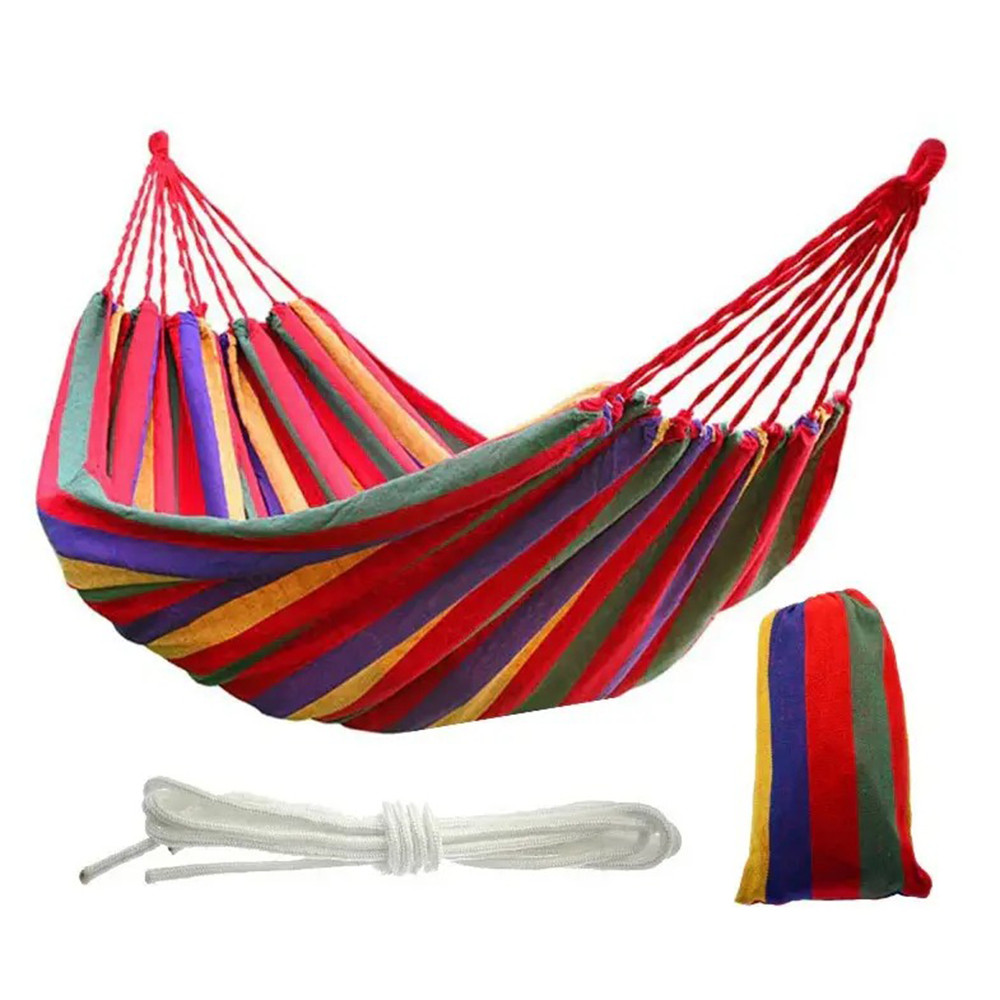Мексиканський підвісний гамак для туризму з бавовни 180х80 см Червоно-зелений, фото 1