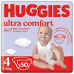 Підгузки Хаггіс Ультра Комфорт 4, 50 шт, унісекс, джамбо Huggies