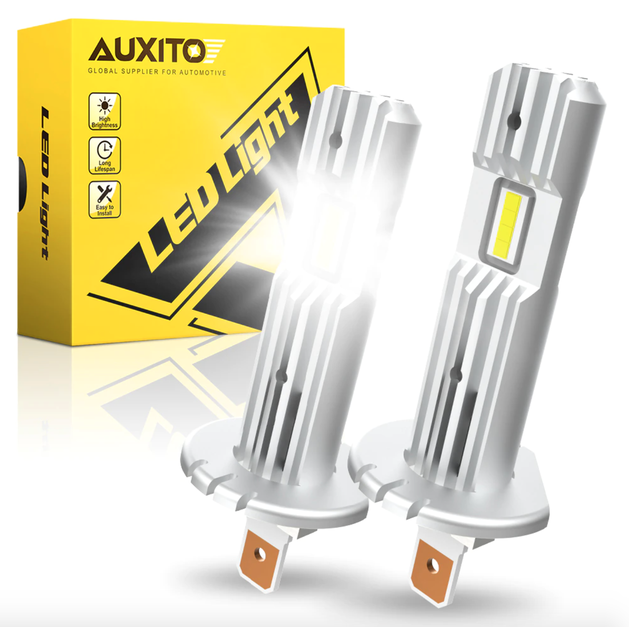 Лампы Auxito LED H1 12V 6500K плоскі світлодіодні автолампи лед н1 12в