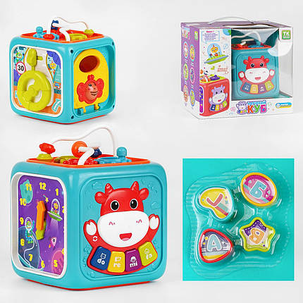 57959 Куб логічних іграшок українське озвучування, світло, казки, геометричний сортер, годинник, шестерні та, фото 1