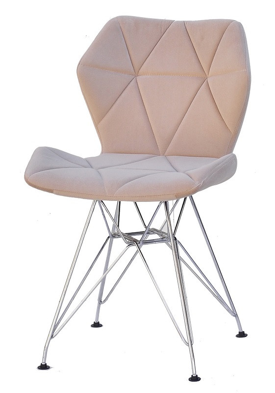 Стілець Greg CH-ML оксамит бежевий B-1005 на хромованих ніжках, дизайн Charles&Ray Eames