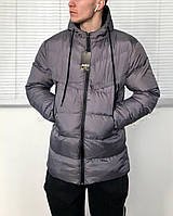 Чоловіча зимова тепла подовжена куртка кольору графіт, Туреччина