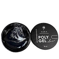 Полігель прозорий у банку SAGA Professional POLY GEL Clear, 15 мл