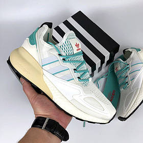 Жіночі кросівки Adidas Zx 2K Boost 2.0 сіточка спортивні повітропроникні бежеві м'ятні