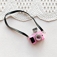 Фотоапарат мініатюрний зі спалахом на ремінці 4*4 см Рожевий
