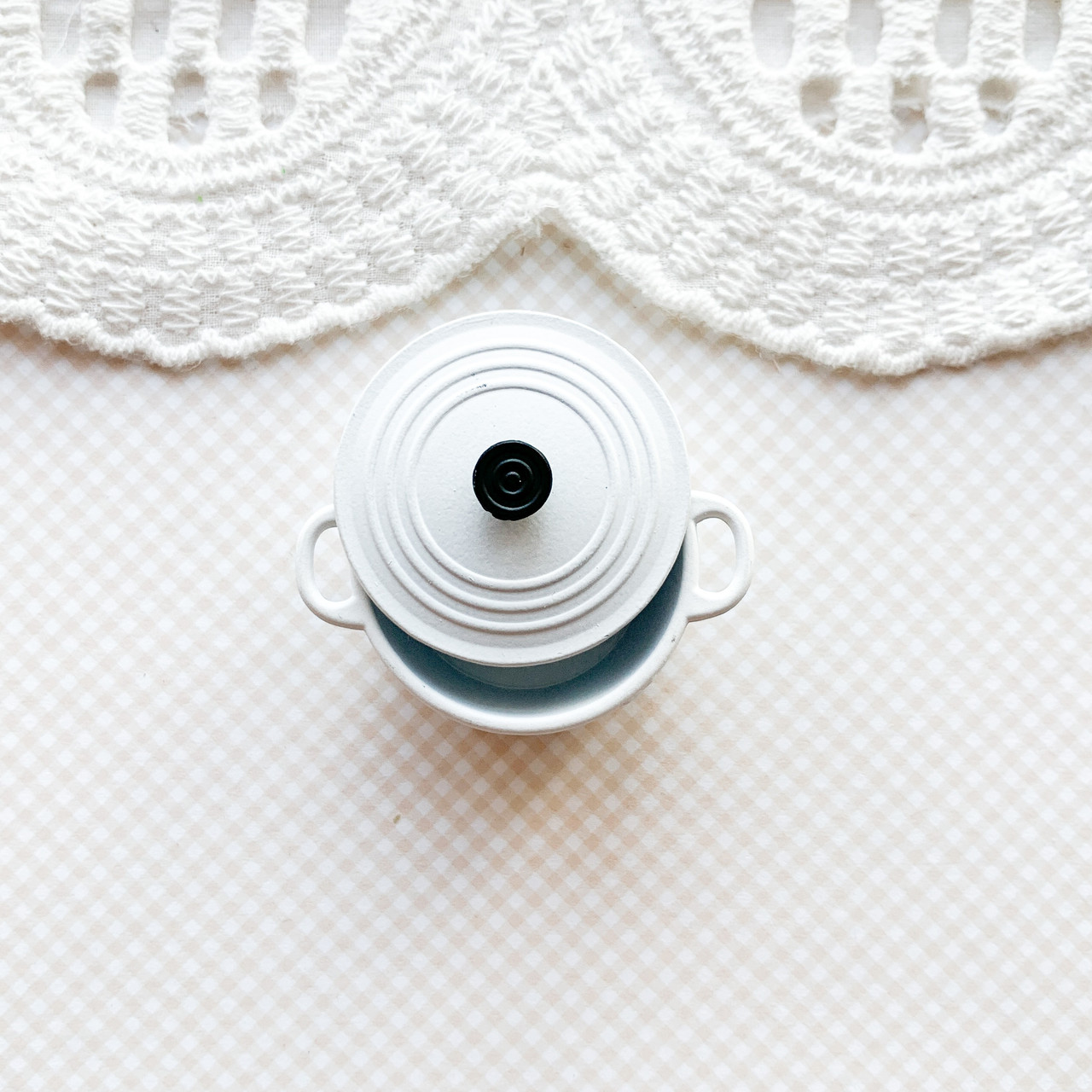 Мініатюра каструлька керамічна 3.5 см Біла, фото 1