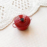 Мініатюра каструлька керамічна 3.5 см Червона, фото 3