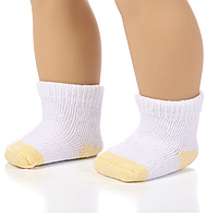 Шкарпетки для ляльок 5-7 см Білі з жовтим