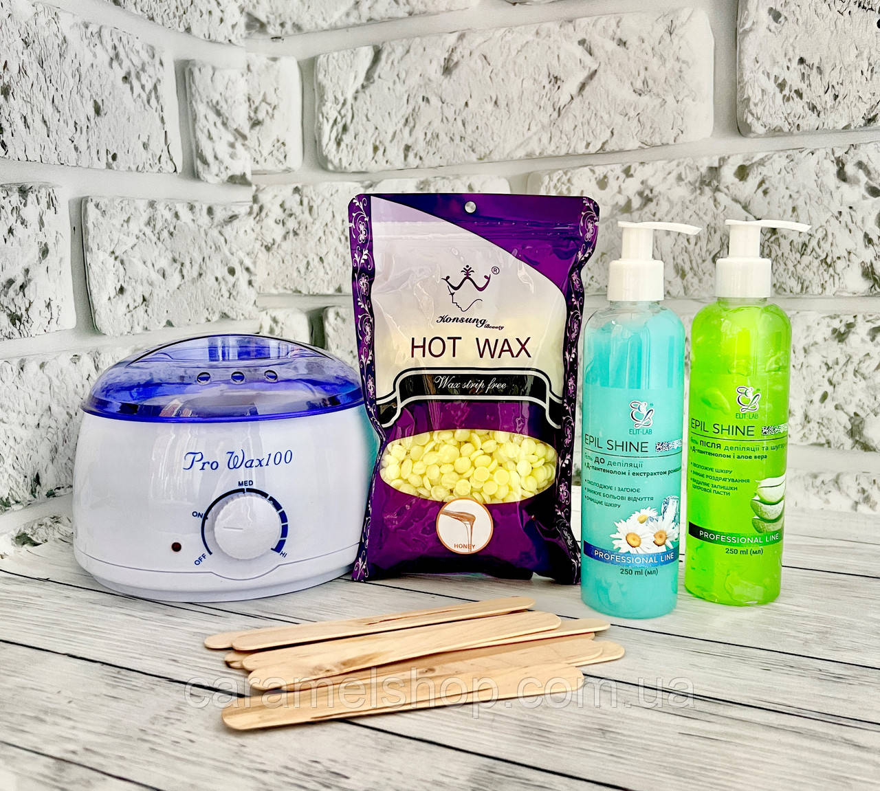 Набор для депиляции пленочным воском Konsung beauty 300 г с 2 гелями ...