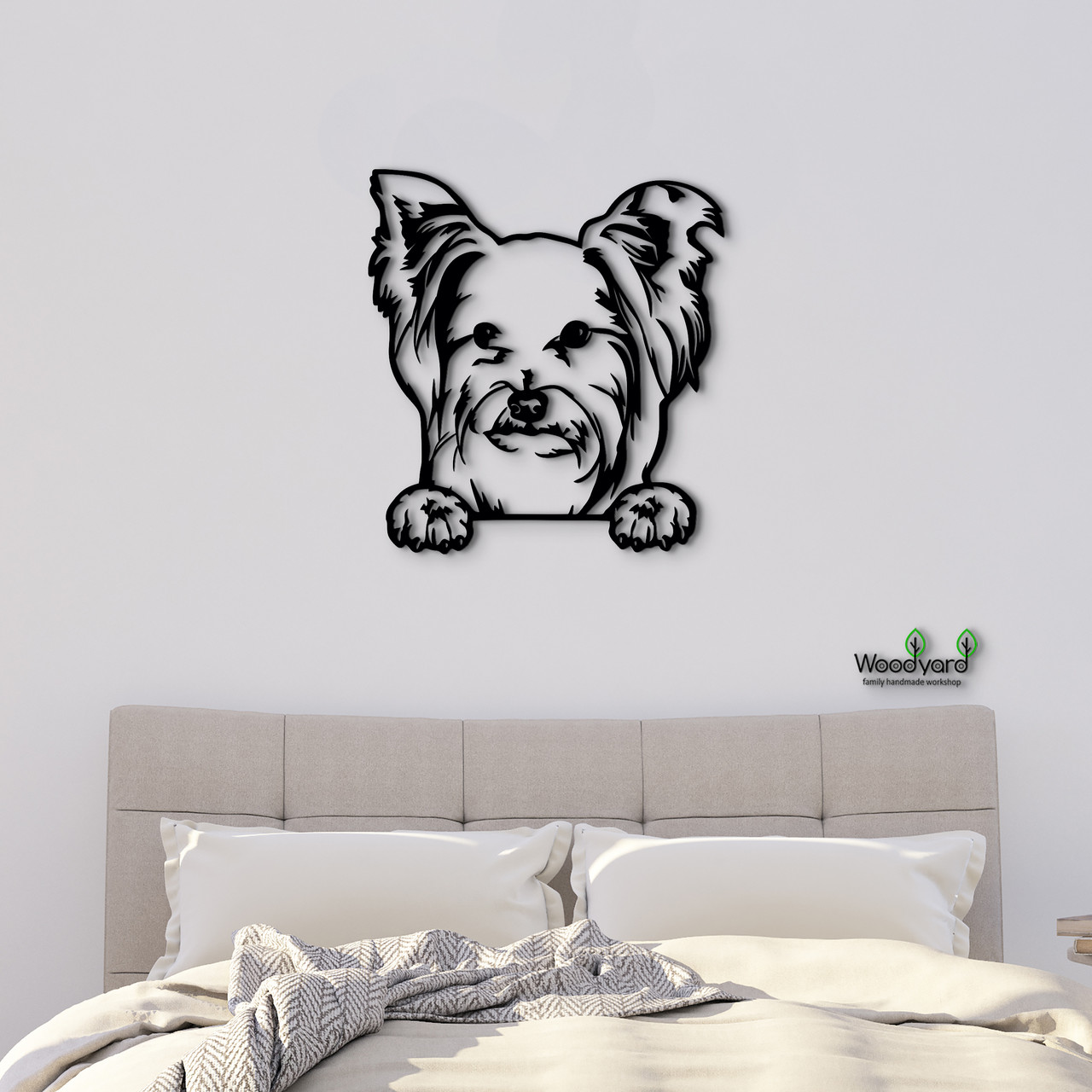 Панно Morkie 15x15 см - Картини та лофт декор з дерева на стіну.