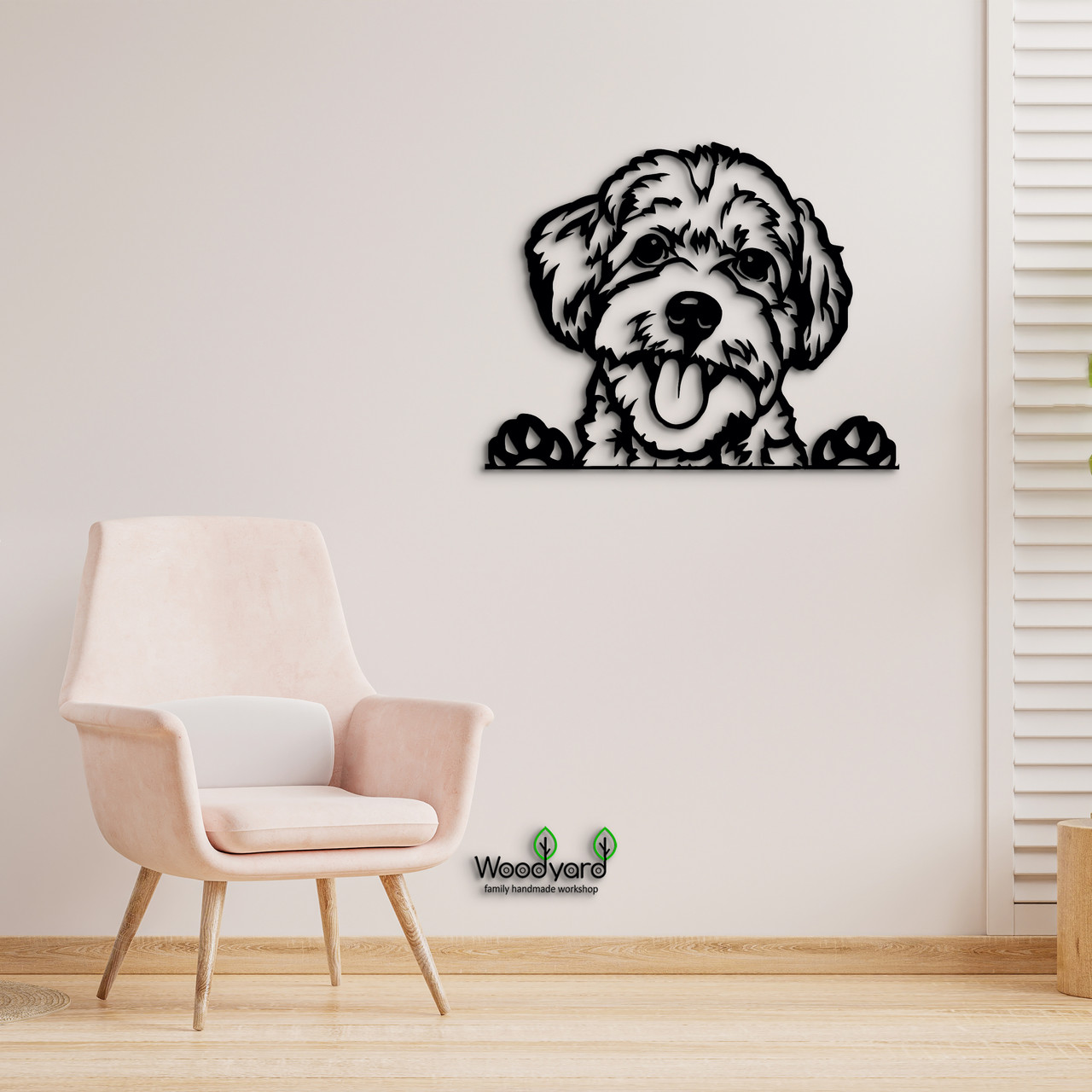 Панно Morkie 15x20 см - Картини та лофт декор з дерева на стіну.