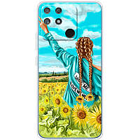 Чохол Силіконовий з Картинкою на Realme Narzo 50A (Патріотичний, Дівчинка Українка)