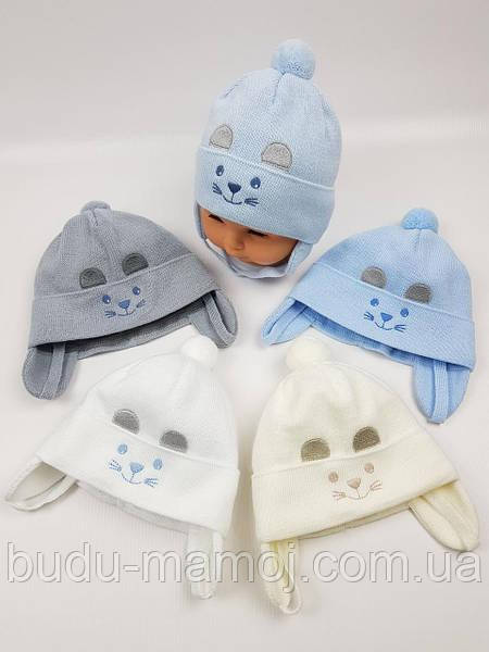 Шапочка на зав'язках Весна-Осінь 40-42 Люкс Польща 2 3 4 5 6 місяців