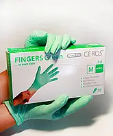 Перчатки нитриловые M нестерильные неприпудренные CEROS® "FINGERS GREEN" M