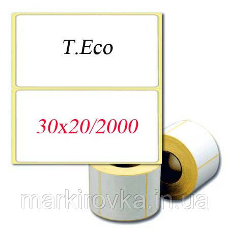 Термоетикетка T.Eco 30x20 мм (ШхВ). 2000 шт в рул. Знижки на термоетикетки 30*20 від 10 рулонів! Дивіться оптові ціни