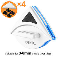 Магнитная щетка для мытья окон DEKO, подходит для мытья однослойного тонкого стекла 3-8 мм.