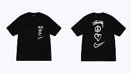 Чорна футболка Nike x Stussy Peace, Love, Swoosh Найк Стассі Стуссі унісекс