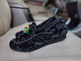 36 р Мокасини автоледі жіночі чорні зимові теплі на хутрі UGG уги короткі капці з камінчиками, фото 5