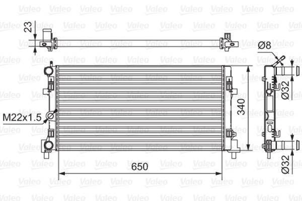 Радіатор VALEO 701522 AUDI A1, VW POLO V,SEAT IBIZA IV,SKODA FABIA II, RAPID, ROOMSTER