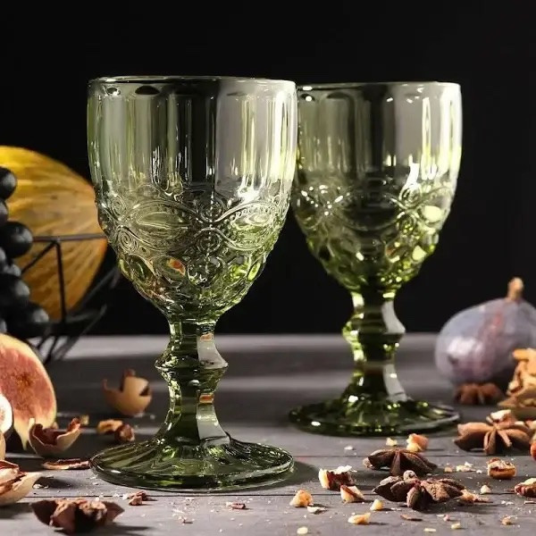 Келихи для вина з кольорового скла 6 шт Glassware 260 мл вінтаж
