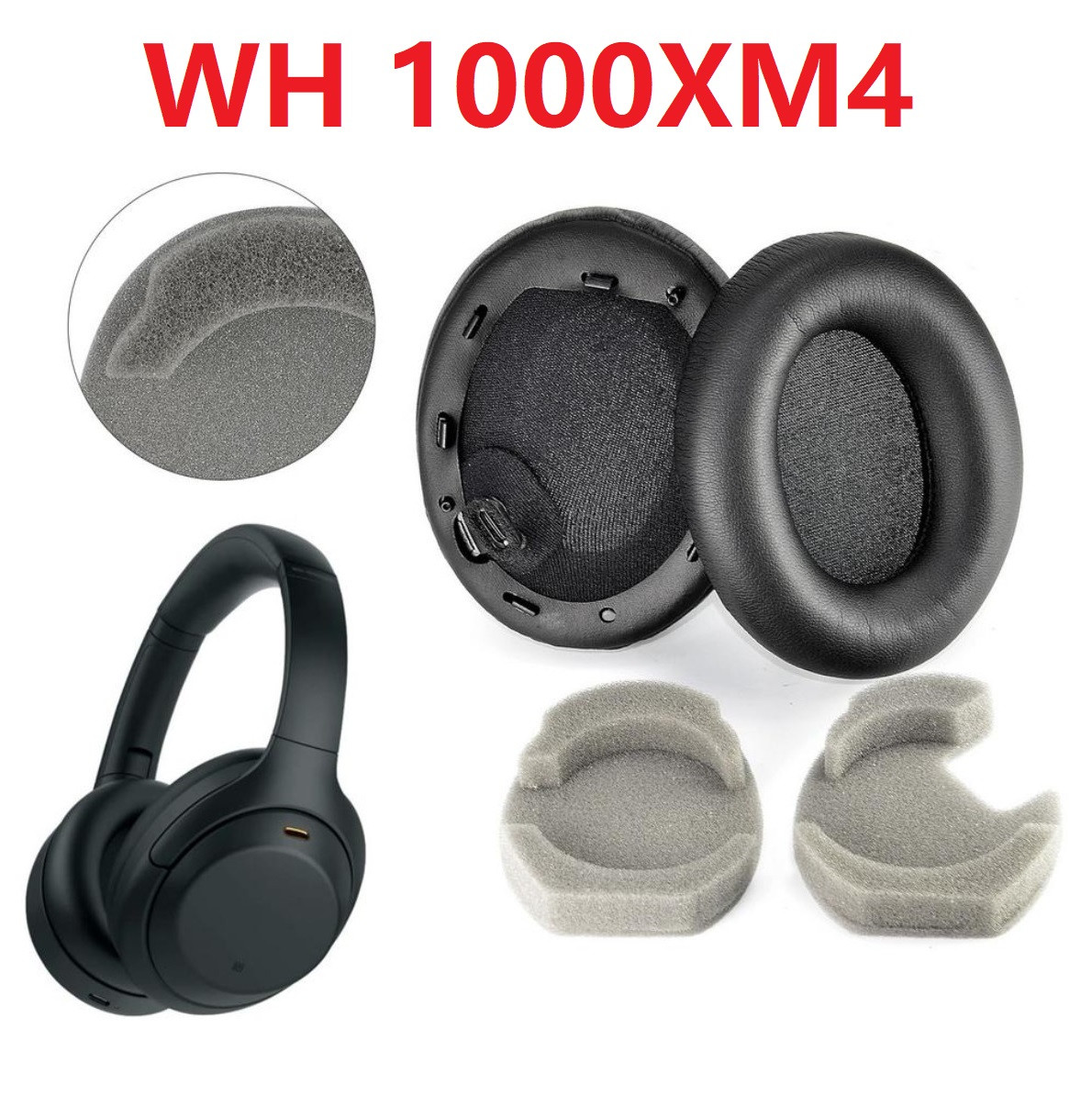 Амбушури для навушників Sony WH-1000XM4 Колір Чорний Black, фото 1