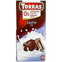 Шоколад безглютеновый молочный без сахара Leche 75г Torras