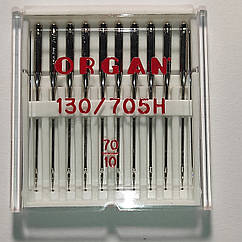 Голки швейні універсальні ORGAN №70 пластиковий бокс 10 штук для побутових швейних машин