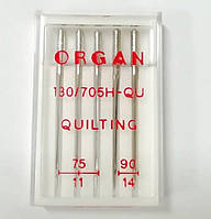 Иглы швейные для квилтинга ORGAN QUILTING №75/90 пластиковый бокс 5 штук для бытовых швейных машин