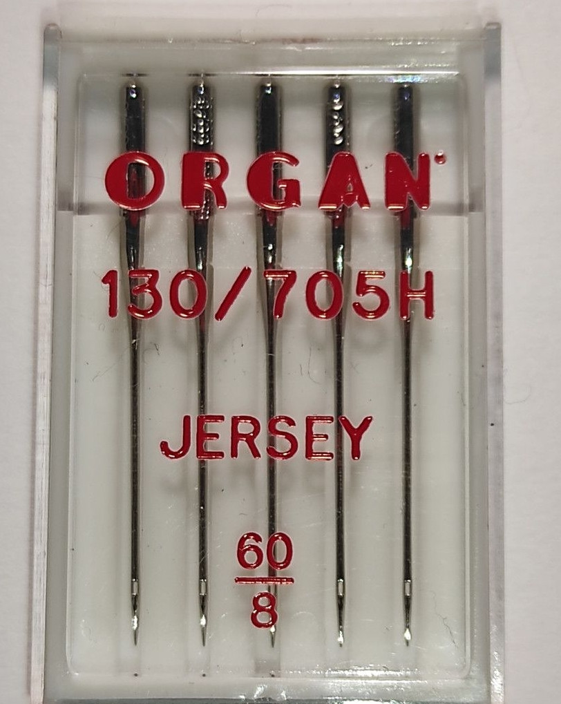 Голки швейні для вязаних та трикотажних тканин ORGAN Jersey №60 пластиковий бокс 5 штук для побутових швейних машин (6991)