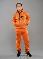 Костюм детский мальчику подростку зимний спортивный теплый трехнитка с начесом Арис Оранжевый Турецкий зима