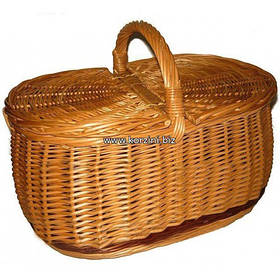 Кошик плетений з верби з подвійною кришкою для пікніка