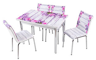 Комплект обідніх меблів "Lavanta" (стол ДСП, гартоване скло + 4 стільці) Mobilgen, Туреччина