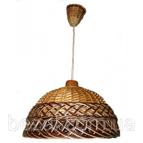Люстра абажур плетена з лози з патроном для лампочки, фото 1