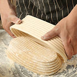 Кошик плетений для вистоювання хліба на 500 г овальний з чохлом з льону, фото 4