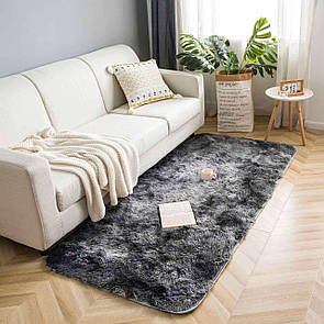 Хутряний килимок на підлогу 100х200 см темно-сірий