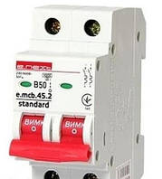 Автоматический выключатель 50A 4,5kA 2 полюса тип B e.mcb.stand.45.2.B50 s001022 E.NEXT