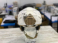 Тактический кавер на шлем каску fast фаст белый зима камуфляж.Чехол маскировочный для шлемов касок модели фаст