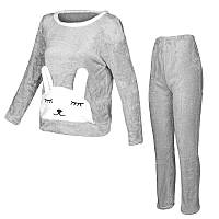 Женская пижама Lesko Bunny Gray XL флисовая теплая для дома "Kg"