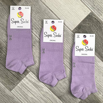 Шкарпетки жіночі демісезонні бавовна короткі Super Socks, арт 027, бузкові, розмір 36-40, 027
