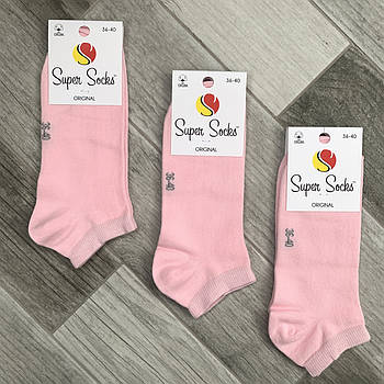 Шкарпетки жіночі демісезонні бавовна короткі Super Socks, арт 027, рожеві, розмір 36-40, 027